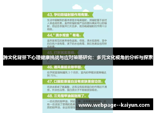 跨文化背景下心理健康挑战与应对策略研究：多元文化视角的分析与探索
